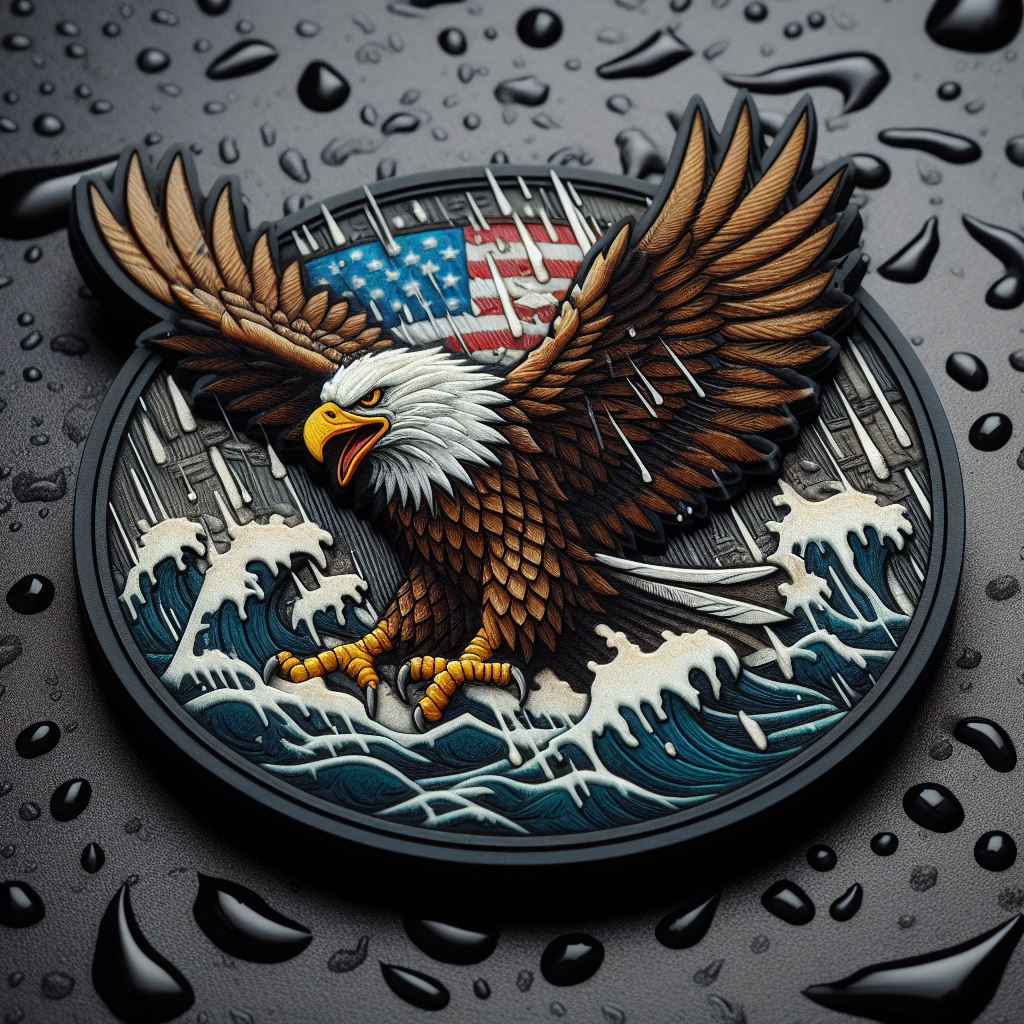 American eagle rubber badge in water